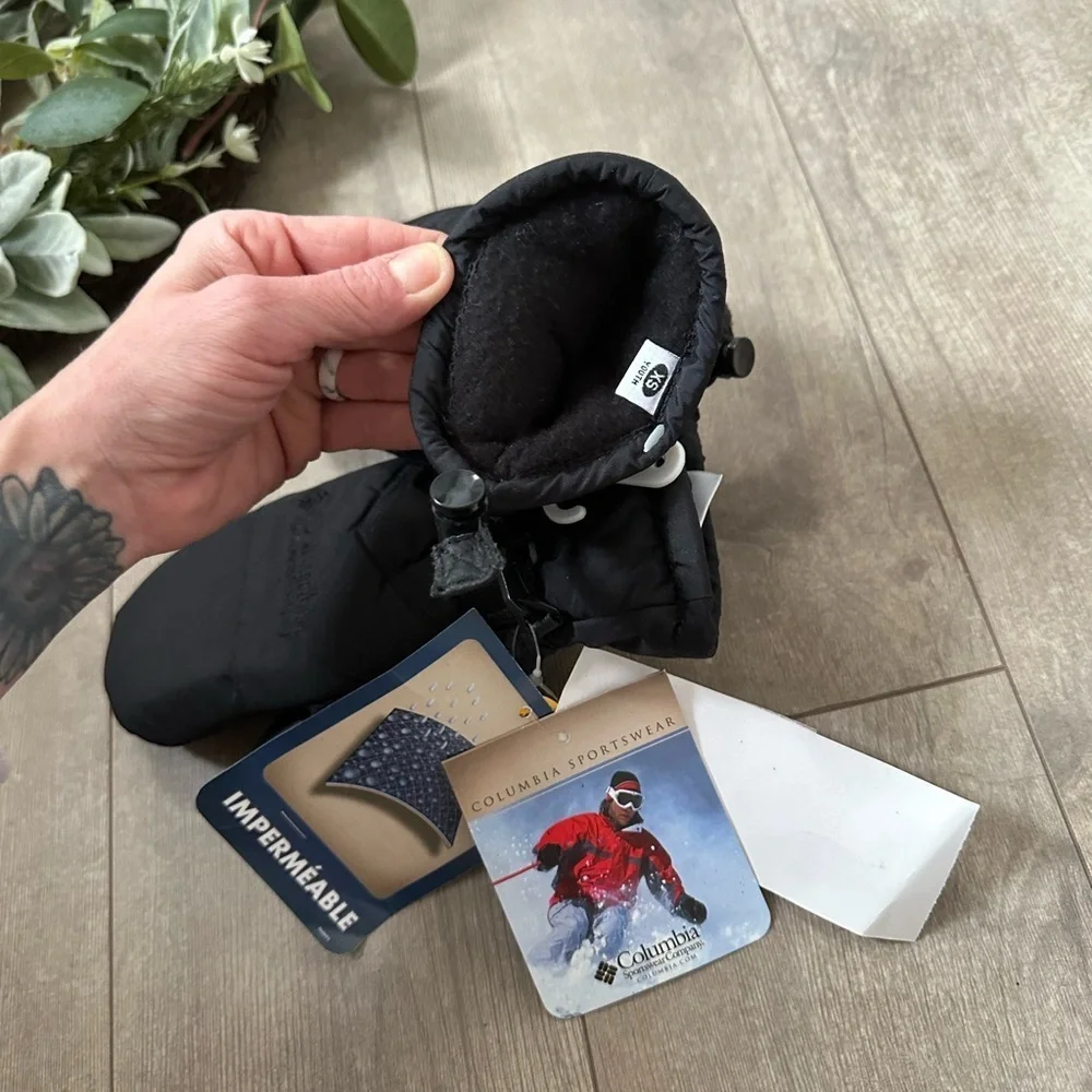 New Y2K Columbia Black Waterproof Youth XS Black Chippewa Mittens Snow Gloves